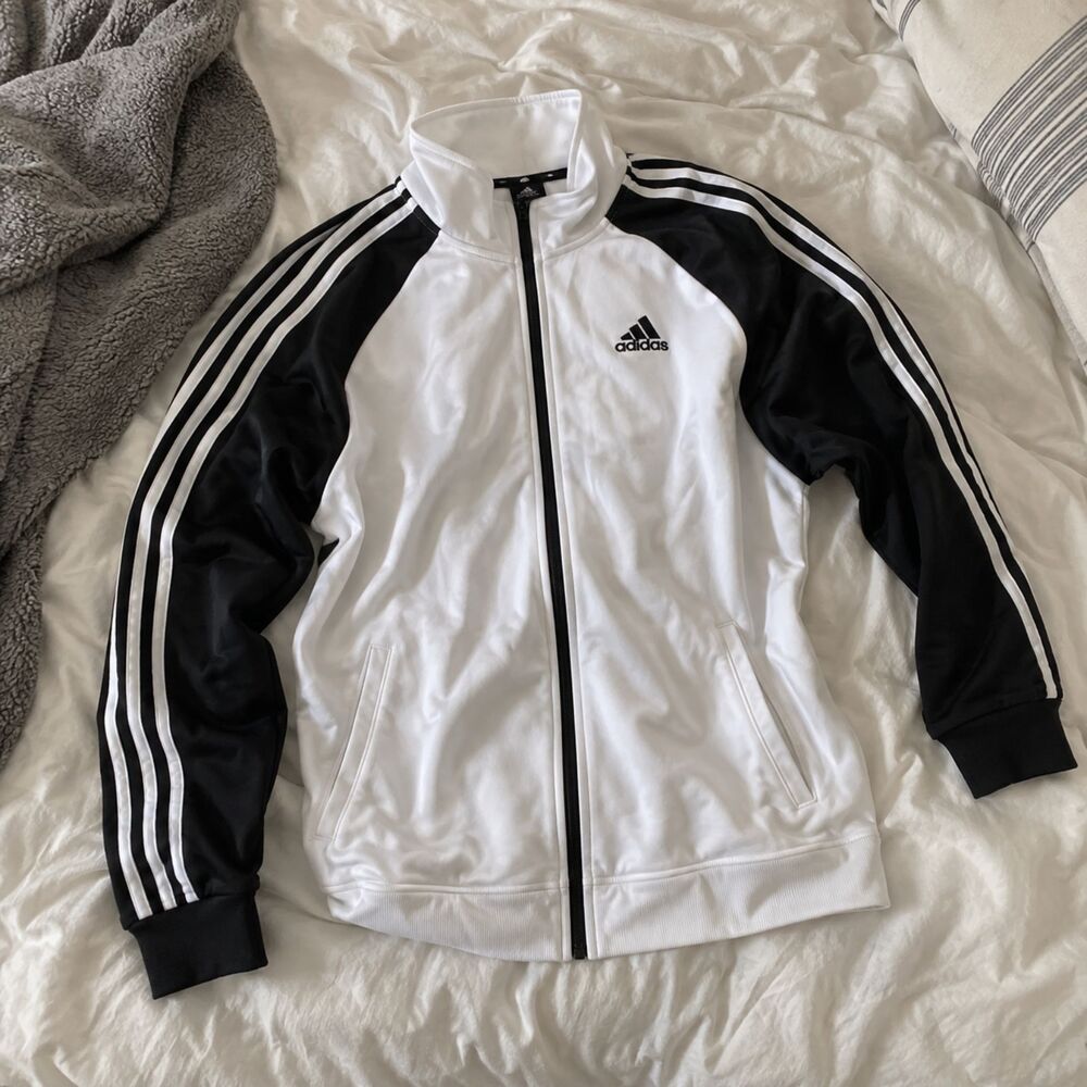 Adidas TS Ribeiro Track Jacket Men's Medium Black White Full Zip 3-Stripes